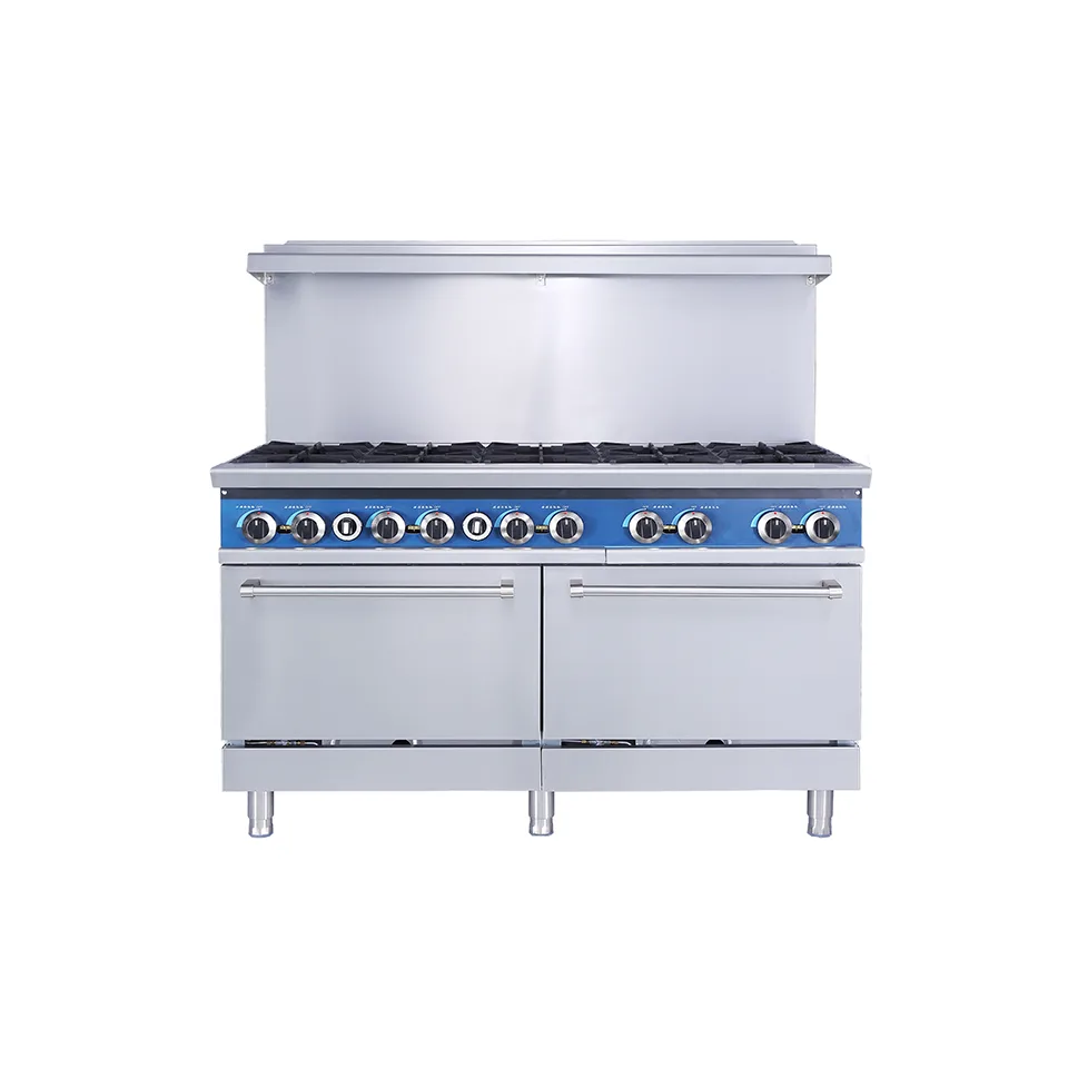 High Output 10 Burner Gas Range with Oven for Large Kitchens