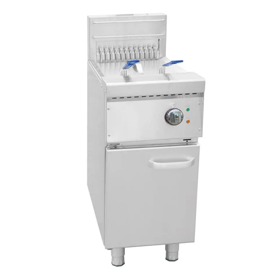 Penggoreng Elektrik 18kW 35-40L Dua Bakul Kawalan Termostat Berdiri Lantai