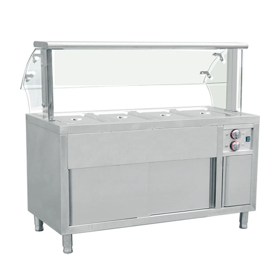 Kaunter Bain-Marie Panas Komersial dengan Kapasiti 4 Kuali GN untuk Perkhidmatan Makanan
