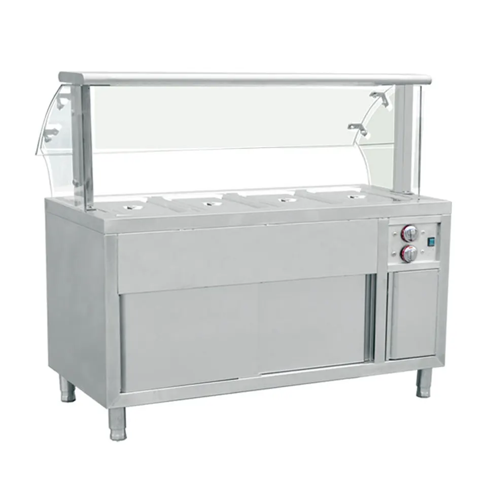 Kaunter Bain-Marie Panas Komersial dengan Kapasiti 4 Kuali GN untuk Perkhidmatan Makanan