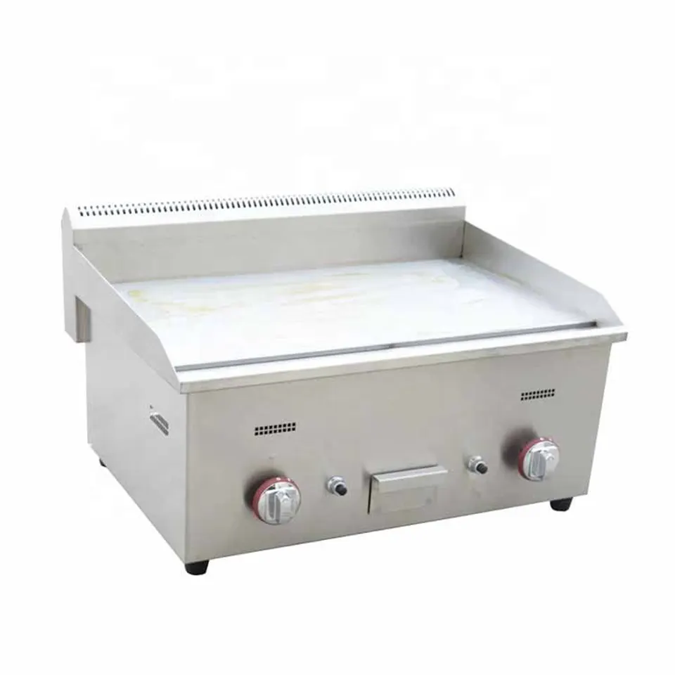 Pemanggang Gas Komersial E-RQP-720B-A 10 kW Plat Licin untuk Restoran