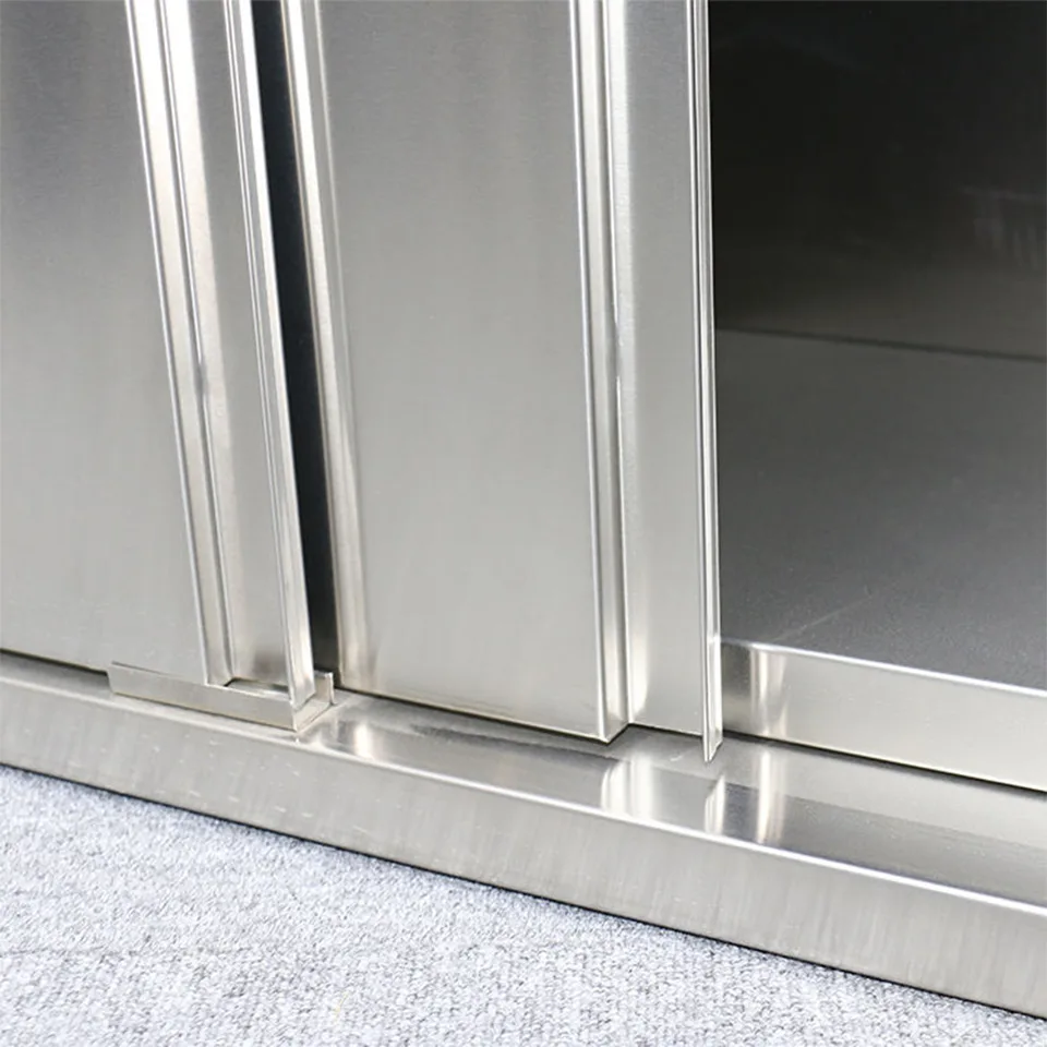 Stainless Steel Worktable YDLZZLM-1270WS with Sliding Cabinet and Backsplash