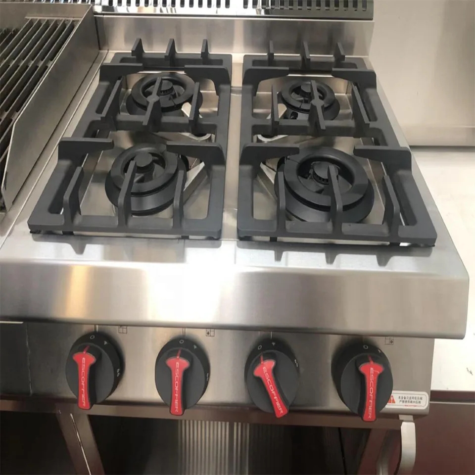 E-RQB-600 Commercial 4-Burner Tabletop Gas Range Stainless Steel 16kW
