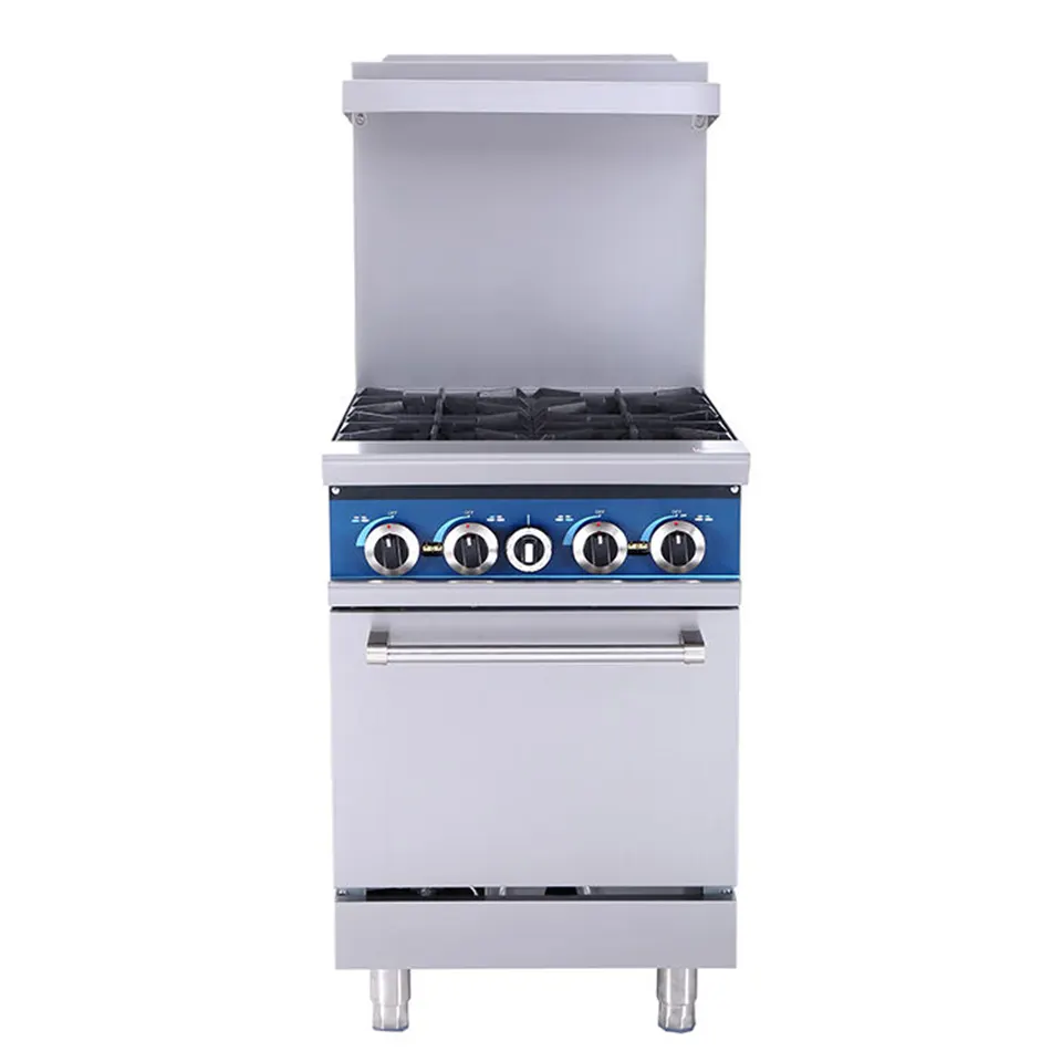 Dapur Gas Profesional FR-24 4 Penunu Dengan Ketuhar Terbina Dalam Untuk Restoran