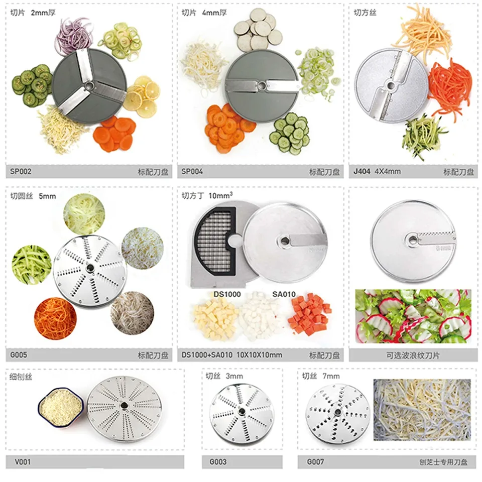 Coupe-légumes multifonction 200W, 280 tr/min, corps en acier inoxydable