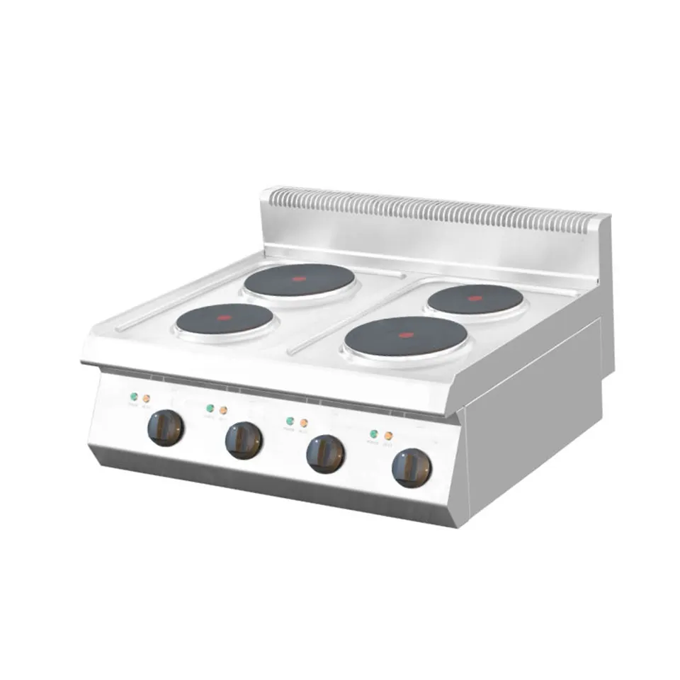 Dapur Memasak Elektrik Komersial 4-Penunu E-DS-700X Keluli Tahan Karat 9.2 kW