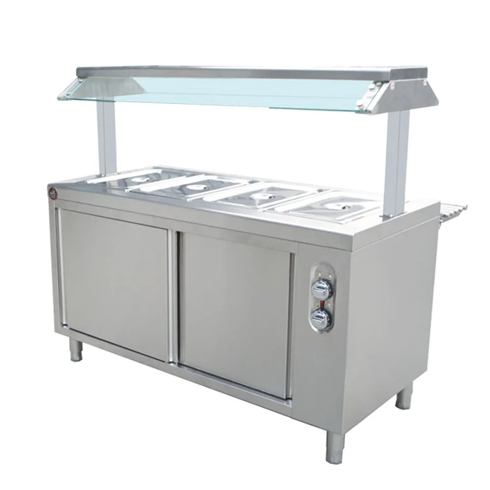 Kaunter Bain-Marie Panas Komersial dengan Kapasiti 4 Kuali GN untuk Perkhidmatan Makanan