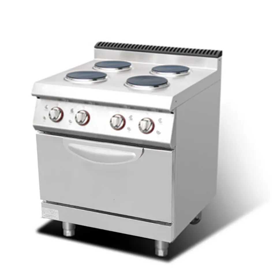 Dapur Elektrik 4 Penunu Profesional dengan Ketuhar untuk Dapur Restoran