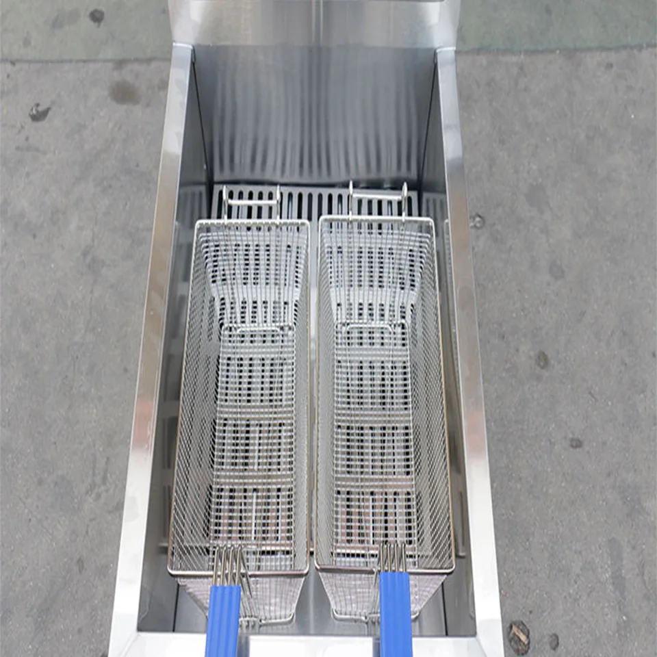 E-RQZ-747 Dual Basket Gas Fryer 15L Commercial Kitchen Equipment