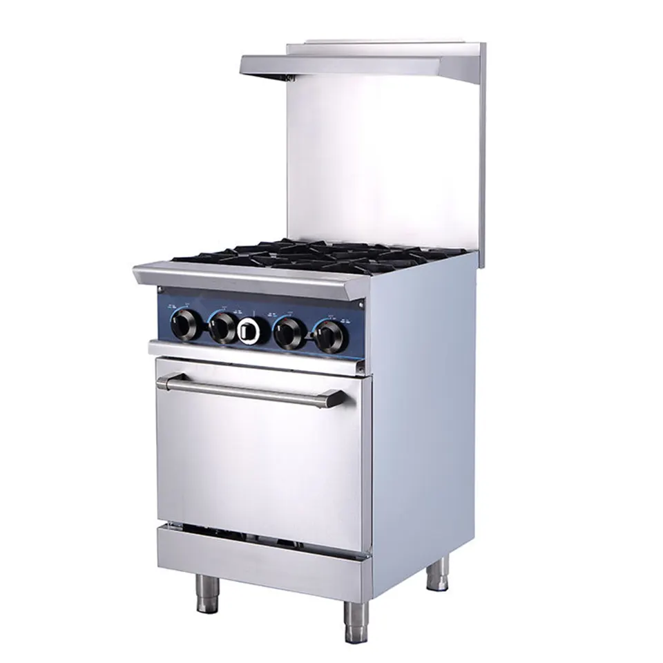 Dapur Gas Menegak KB-R24 4 Penunu Dengan Ketuhar Terbina Dalam Untuk Dapur Komersial