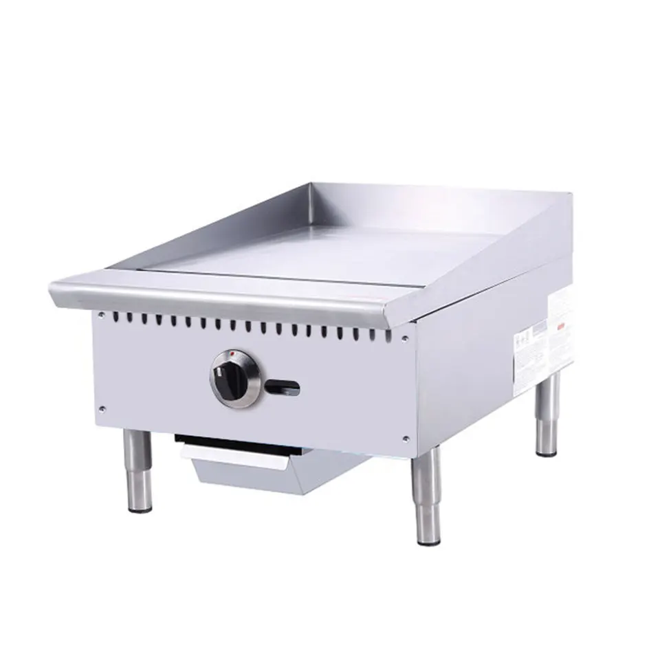 Pemanggang Gas 12" E-RQP-12 Plat Tebal Termostat Grill Atas Kaunter untuk Restoran