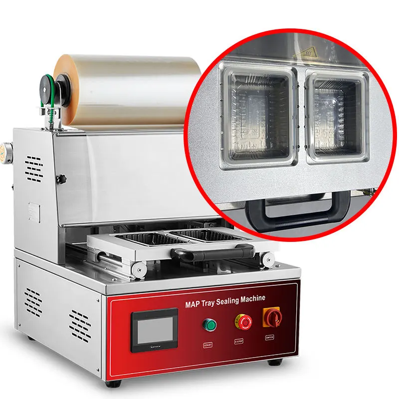 Máquina de Embalagem em Atmosfera Modificada de Bandeja de Mesa DQ400T-E, Saída de 5-6 Ciclos por Minuto