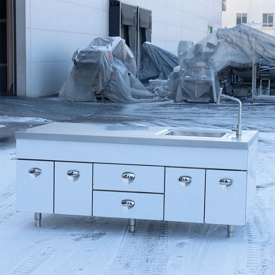 Stainless Steel Work Table with Sink Cabinets and Drawers for Commercial Kitchens