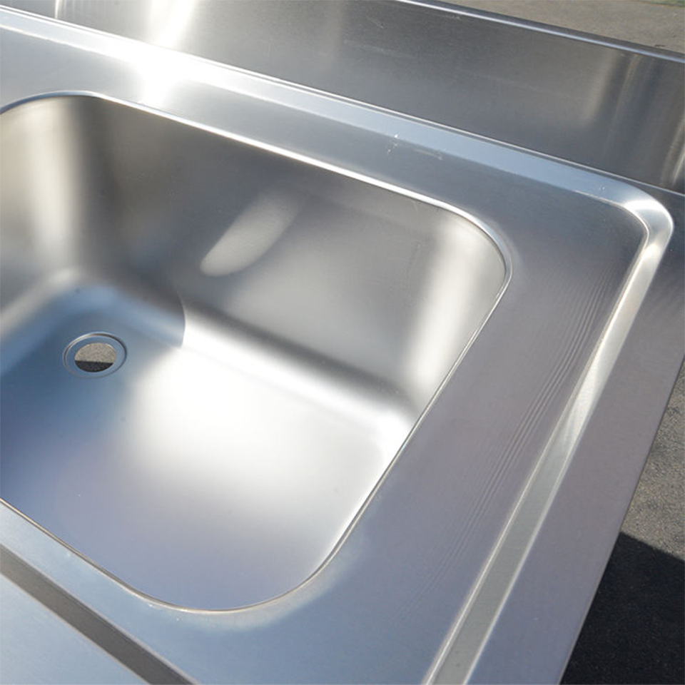 Double Bowl Stainless Steel Sink ZZZSSYY with Drainboard and Shelf for Restaurants