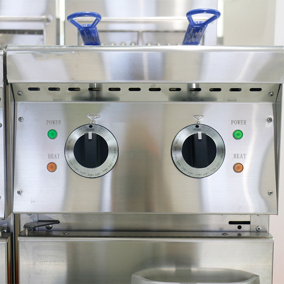 Electric Fryer 18kW 35-40L Dual Basket Thermostat Control Floor-Standing