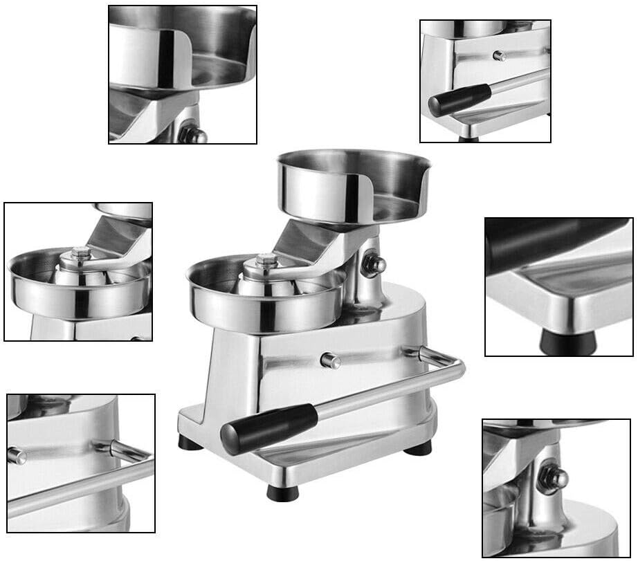 Manual Hamburger Patty Maker Aluminum Body Stainless Steel Handle Compact Burger Press